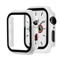 Premium Tempered Glass Screen Protector with Durable Case for Apple Watch - Full Coverage Protection, Enhanced Durability, Sleek Design (White 3)