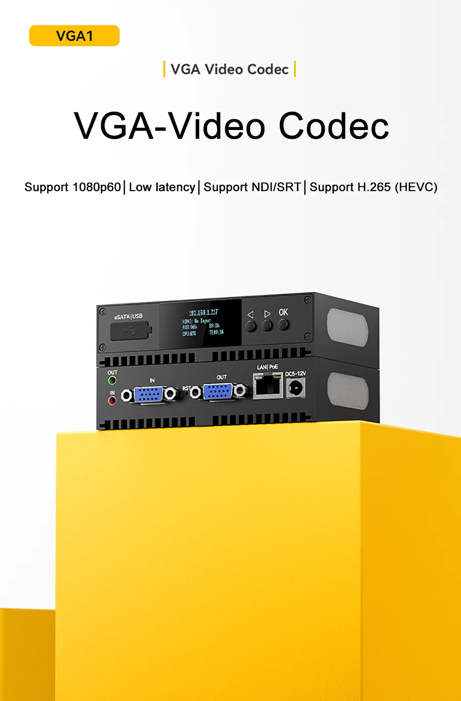 LinkPi 1-channel VGA Capture Decoder VGA1 HD Encoder H265 Multi-platform Live Bo