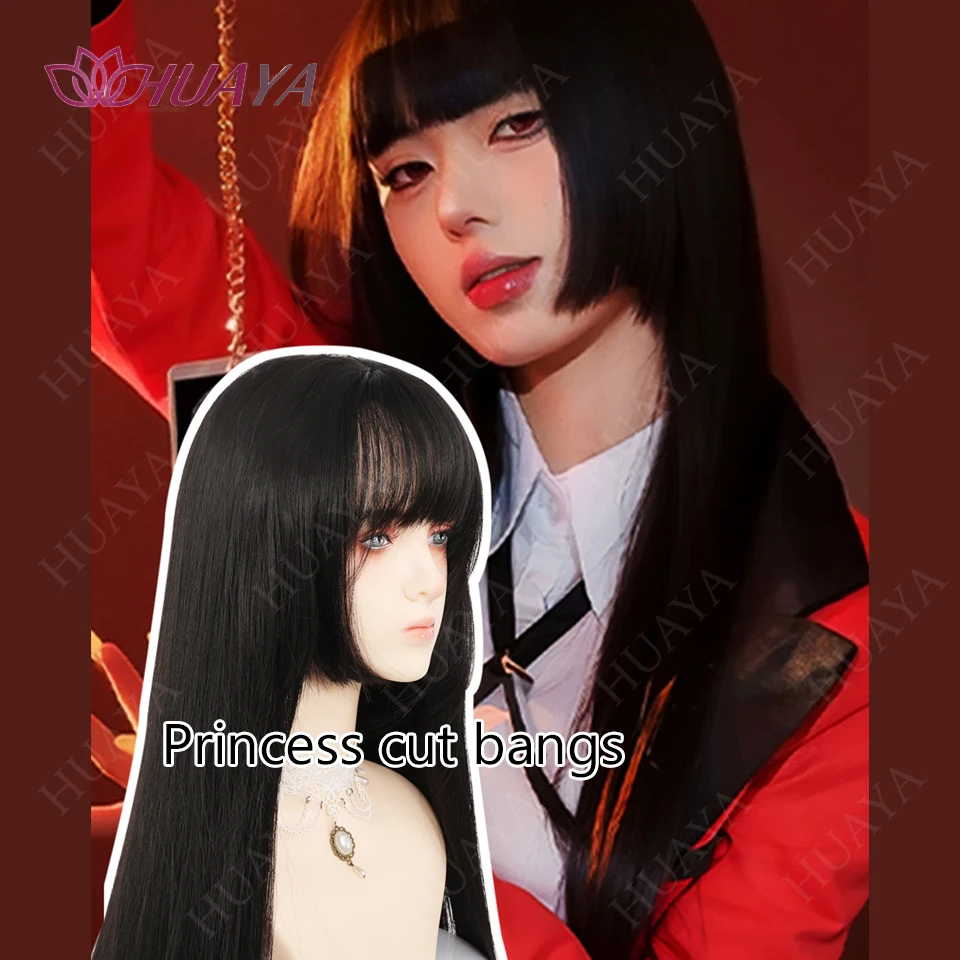 Synthetic 36 inch Super Long Straight Hair Wig With Bangs Anime Character Cosplay Costume Wig Women Daily Party Christmas Gift