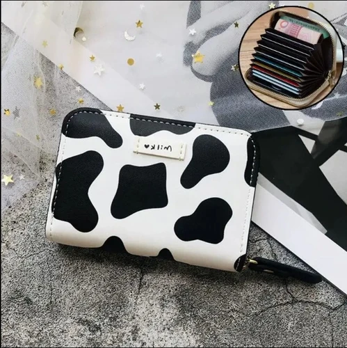 Women New Fashion Wallet Pu Leather Cartoon Cow Cattle Short