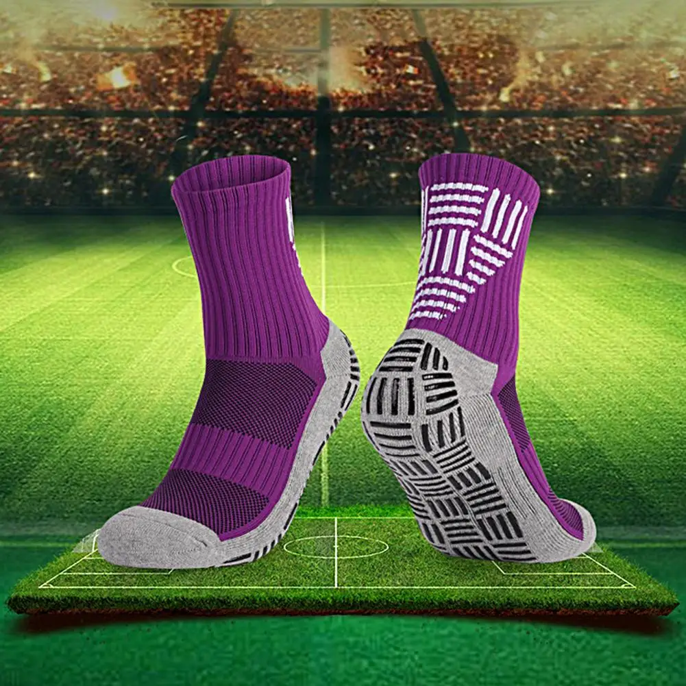

Knee-High 1 Pair Useful Mid Calf Men Soccer Cycling Sports Grip Socks Soft Basketball Socks High Elasticity Outdoor Supplies