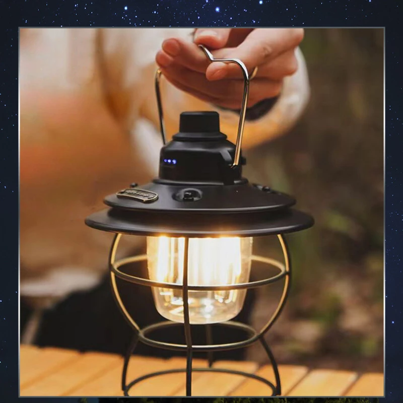 Vintage LED Camping Lantern USB Rechargeable Portable Waterproof Lamp for  Emergency Home Power Outages Indoor Outdoor - AliExpress