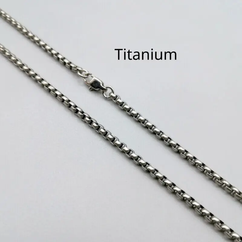 New TA1 Pure Titanium Box Chain Necklace 3mm Men Women Unisex NO Allergic Skin Care Health Titanium Square Link Necklaces