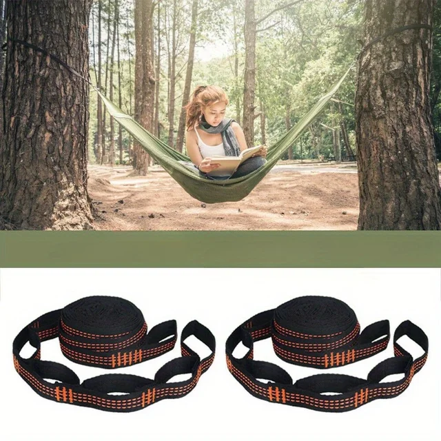 2pcs Hammock Straps – Heavy-Duty Reinforced Polyester Straps with 5 Rings, High Load-Bearing Barbed Straps for Outdoor Camping 3