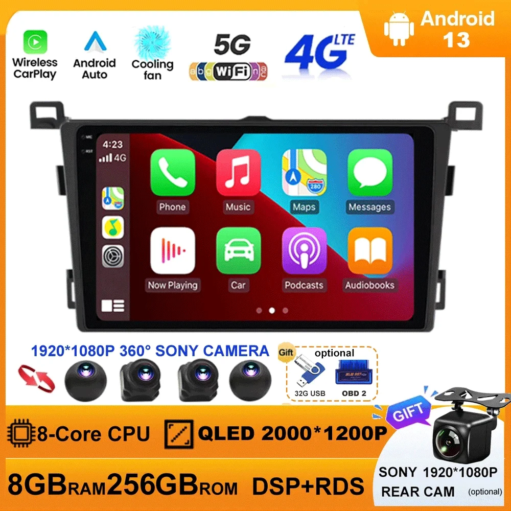 

Android 13 Toyota RAV4 4 XA40 5 XA50 2013 - 2018 автомобильное радио, мультимедийный видеоплеер, навигация, стерео, GPS, BT, 5G, Wi-Fi, Carplay, авто