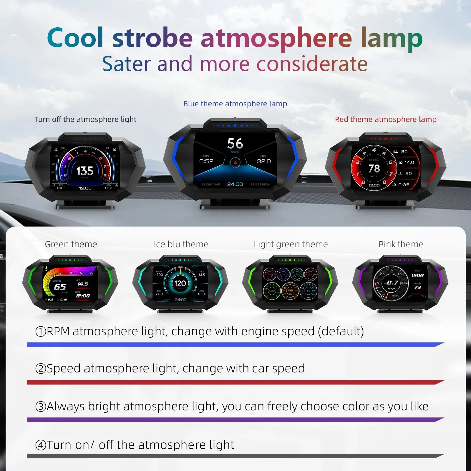ڵ  ÷ ٱ  ڵ ý, ӵ 跮  ȭ , ε 4x4, P24 OBD2 + GPS HUD