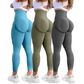 Women Butt Lifting Yoga Leggings Elastic Workout High Waist Tummy Control Ruched Booty Pants Seamless Gym Compression Tights 1