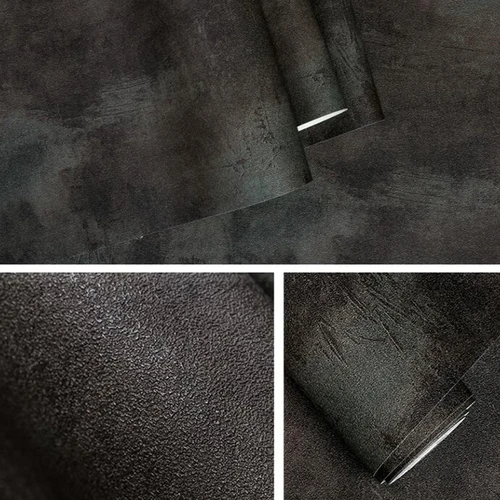 블랙 빈티지 PVC 벽지 종이 비닐 콘크리트 벽 효과 벽지, 레트로 일반 질감, 침실 거실 배경, 홈 장식 4