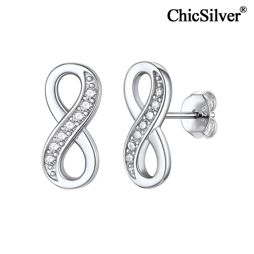 

Sterling Silver Dainty Infinity Stud Earrings Hypoallergenic for Women Teen Girls Cute Studs 925 Earring Jewelry