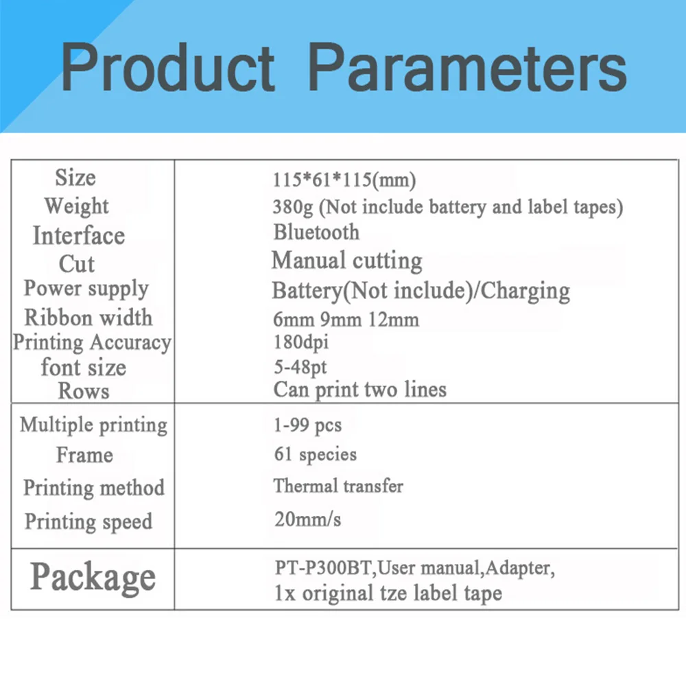브라더 PT-P300BT P-터치 큐브 라벨 프린터, 블루투스 연결 라벨 메이커 타자기, 6mm, 9mm, 12mm 브라더 pt p300bt 테이프