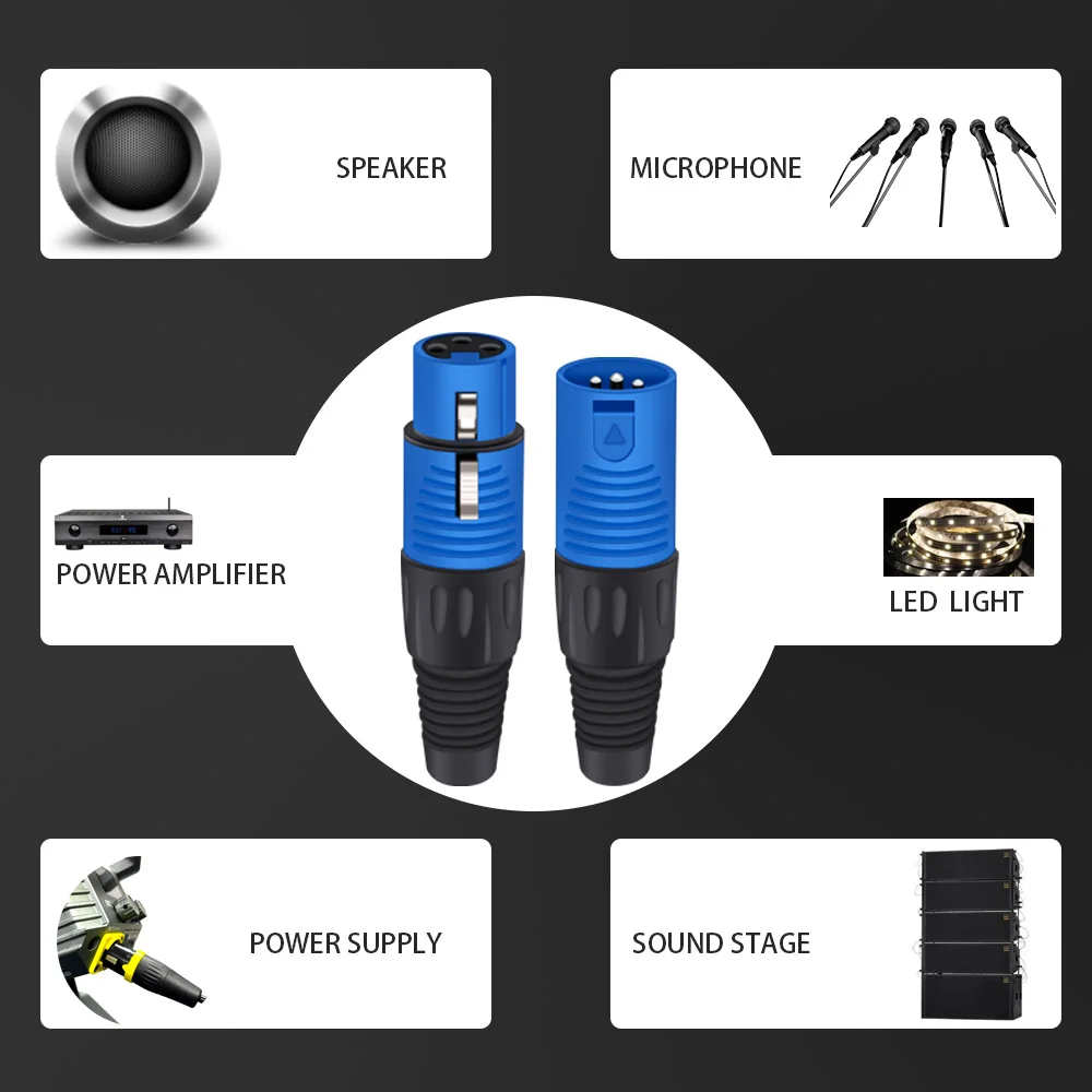 plug plastico escudo microfone alto falante xlr jack 6 cores 03