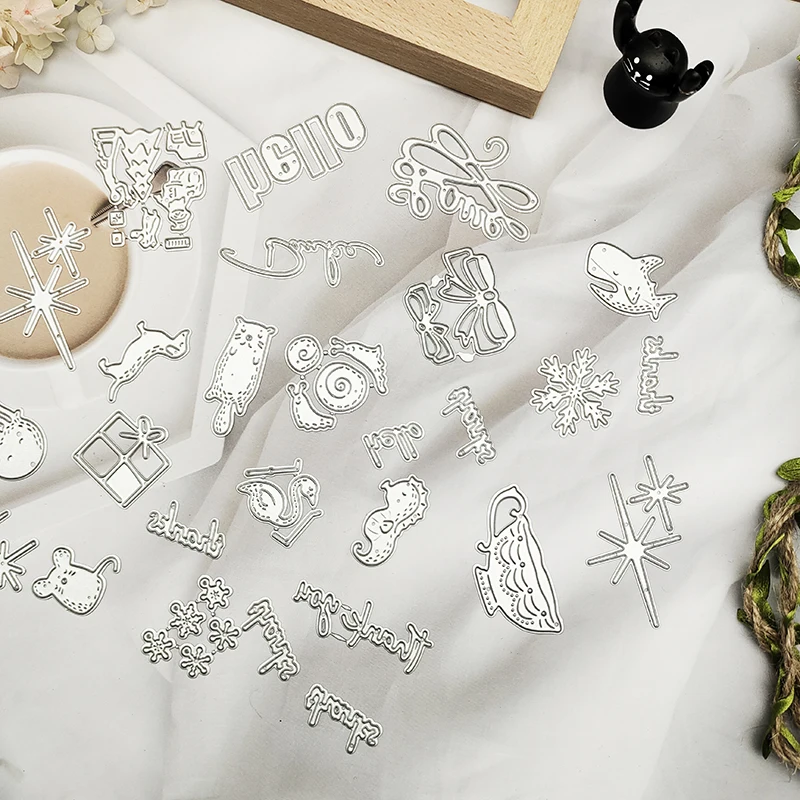 2023 New Randomly Selected Lucky Bags Small Animals Leaves Letters Flowers Metal Cutting Dies for Scrapbook Mystery Box Stencils