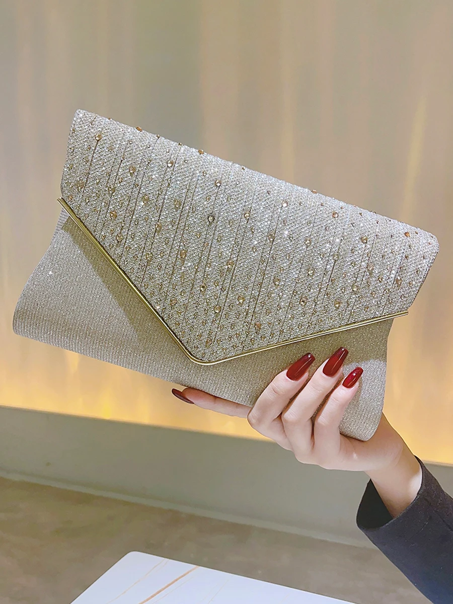 Women Sequins Evening Bag Shining Glitter Envelope Clutch Purses Wedding  Party Cocktail Prom Handbag