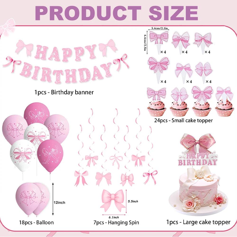32 Zoll rosa Nummer 1 Ballon Folie Schleife Ballon alles Gute zum Geburtstag Banner für Mädchen 1. Geburtstag Frauen Kokette Party Dekoration Lieferungen – Detail 15