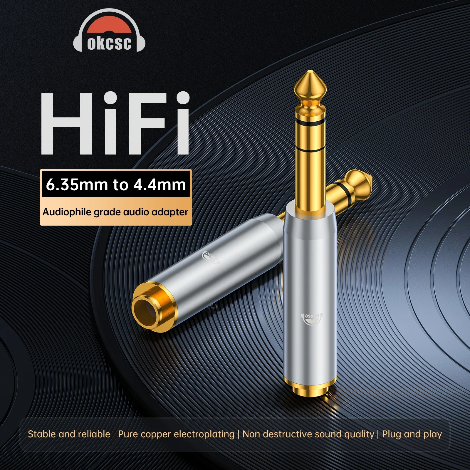 OKCSC HiFi Audio Adapter DJ64 - Premium 6.35mm Male to Female Conversion for Enhanced Sound Quality