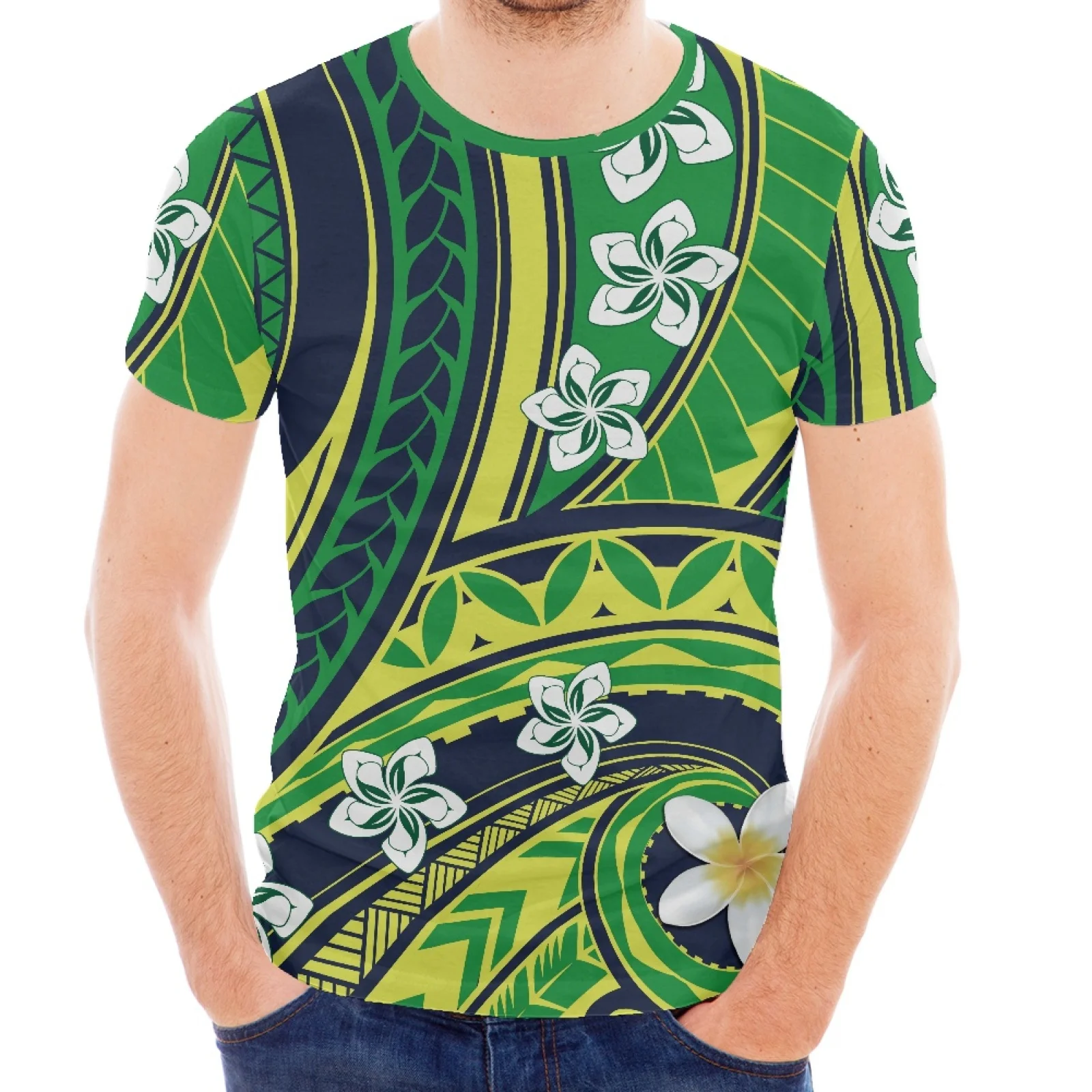 

Polynesian Hawaiian-Style Pattern Tattoo Print Round Neck Casual Slim Short Sleeve T-Shirt For Men And Women Spring/Summer