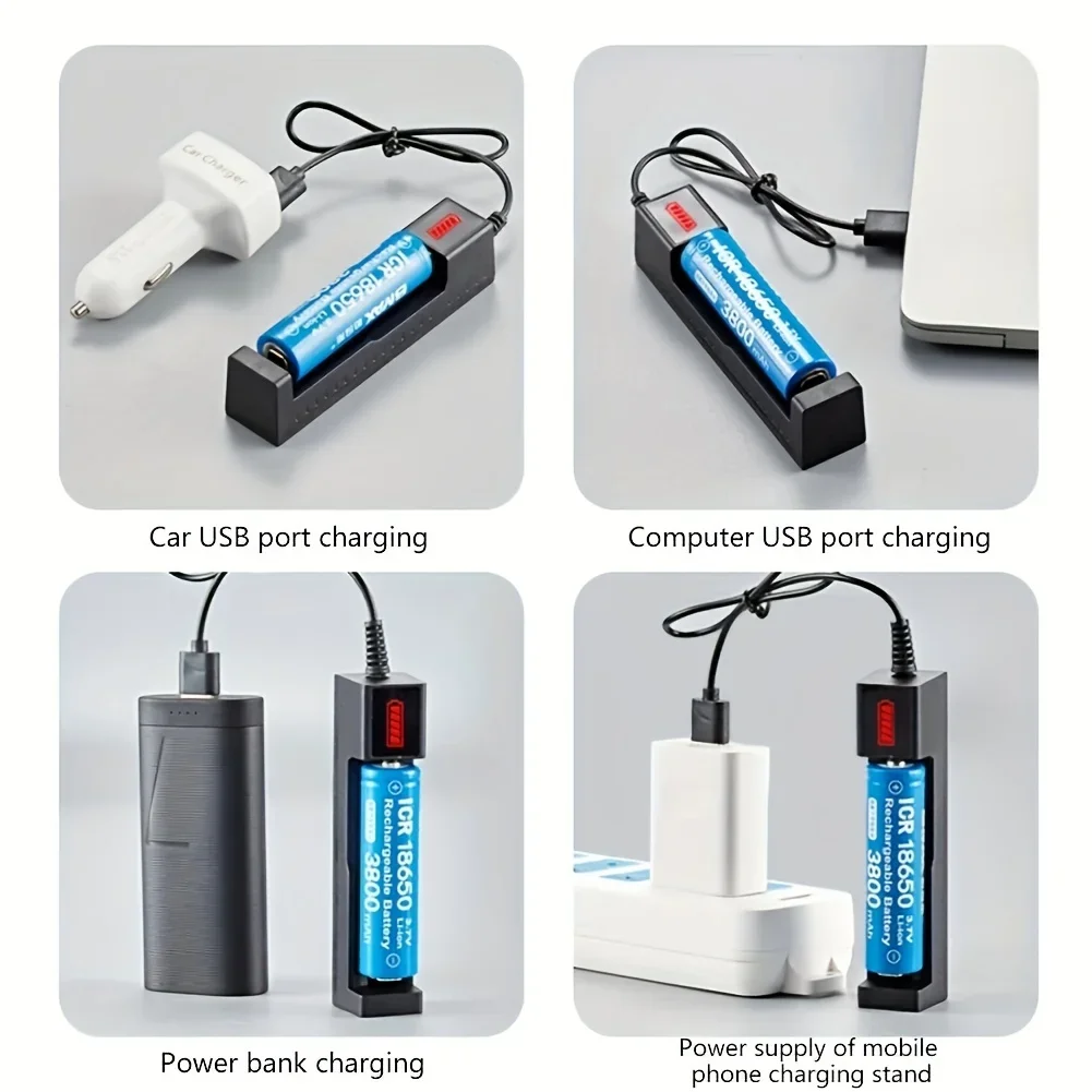 Charger Adapter Battery Charger Battery Charger Adapter 18650 Charger Charging 3.7V Li-ion Battery Charger USB Universal Smart 1 Slot Lithium Batteries Charging Adapter