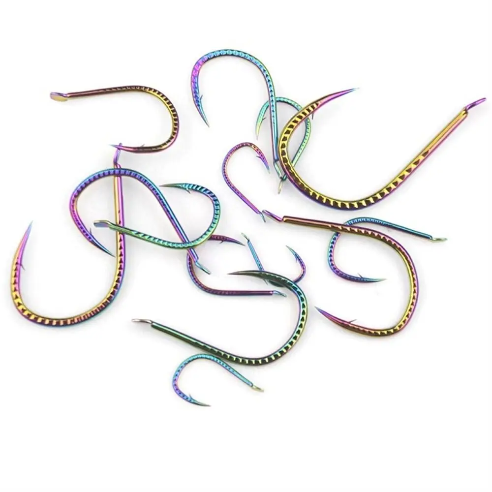 50 PCS Colorful Long Handle Fishing Hooks High Carbon Steel Fish Hook with  Barb Isni Fish Hook - AliExpress