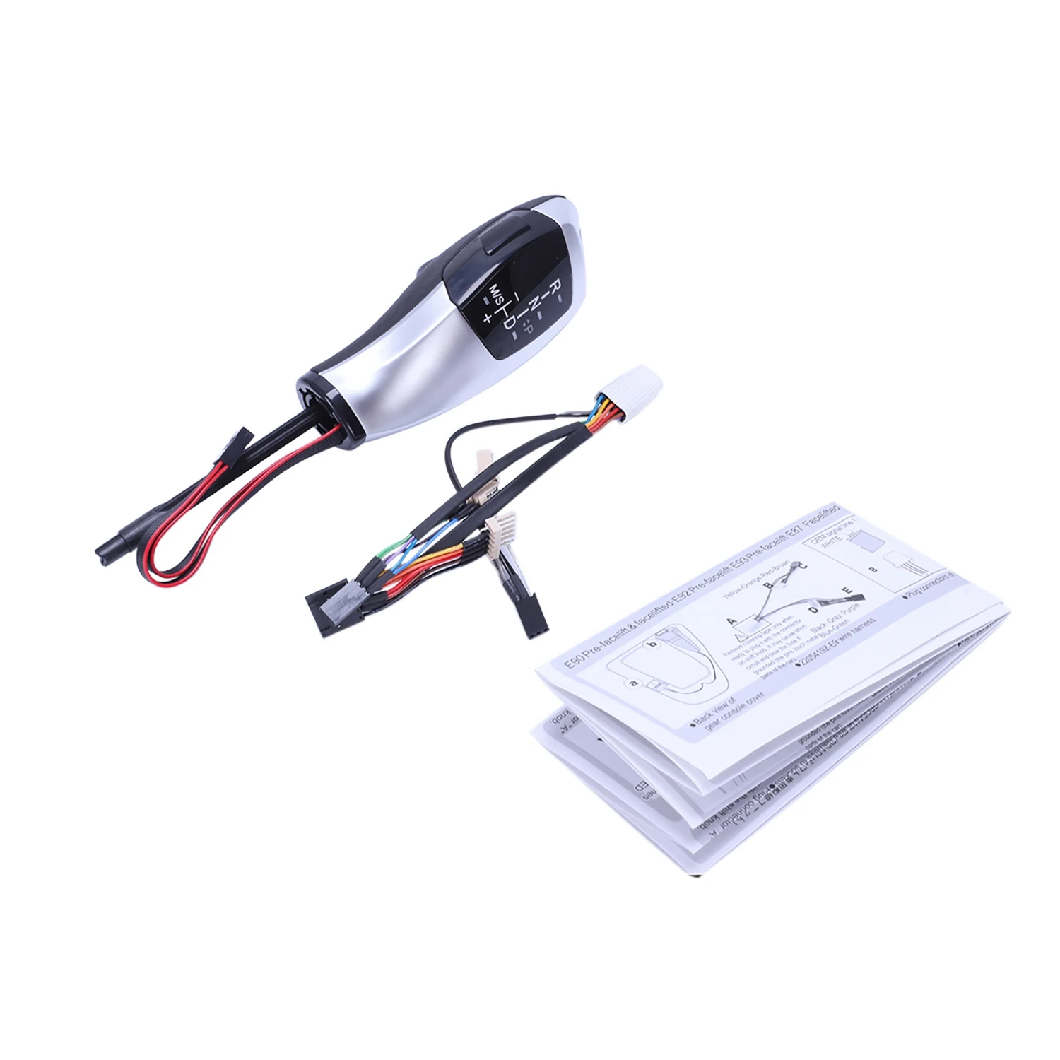 Car Leather Lhd Automatic Led Gear Shift Knob Handle Gear Knob Shifter Lever For E46 E60 E61 E63 E64(Silver)