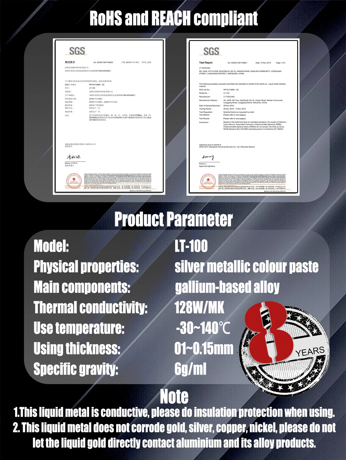 128W/mK LT-100 Liquid Metal Thermal Conductive Paste Grease 1.5g 3g Thermal Grease for CPU GPU Cooling thermal compound