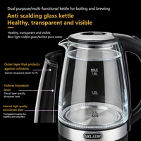 Bouilloire électrique GELAIBO avec indicateur LED, chauffage rapide, verre double épaisseur anti-brûlure, grande capacité pour une eau bouillante rapidement 6