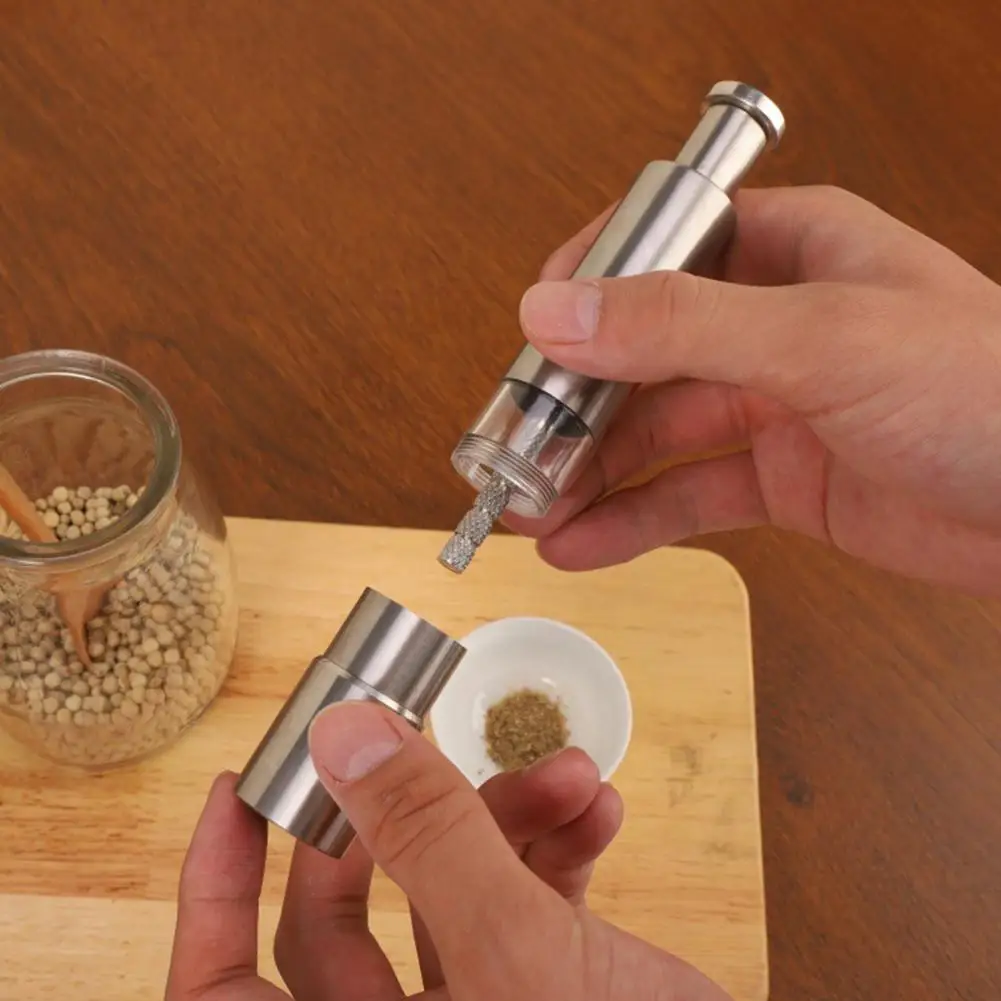 Stainless Steel Salt And Pepper Grinder Pepper Grinder Refillable Thumb One-Touch Pump Button