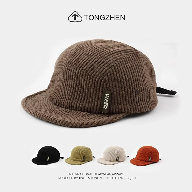 

Japanese Versatile Duck Tongue Hat Corduroy Solid Color American Baseball Hat Men's Trendy Workwear Soft brim Sunshade Hat