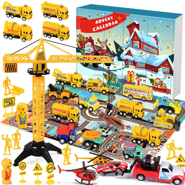 Cars Advent Calendar for Kids Boys 2023 Christmas, 24 Pull Back Vehicles  Playsets with Crane Helicopter Tractor Construction Tru - AliExpress