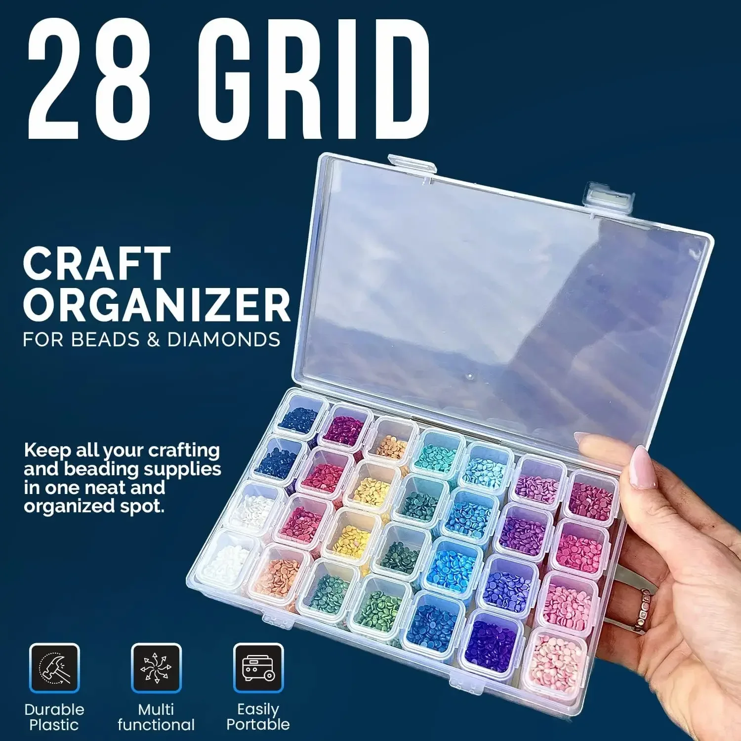 Diamond Painting Embroidery Box 28 Mini Grids Clear Accessories Storage Containers Adjustable Bead Case for DIY Art Craft