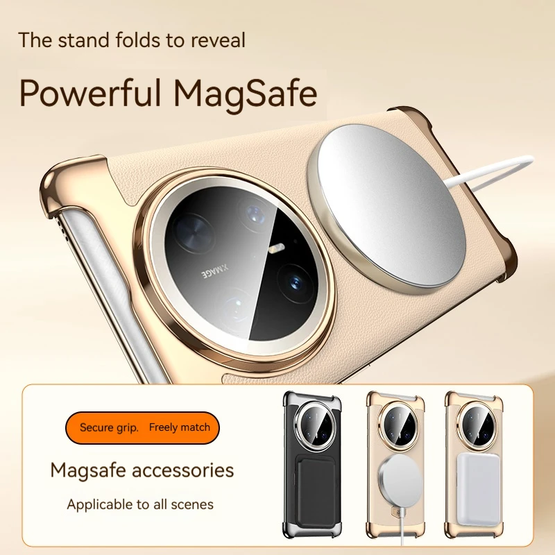 Sleek Magnetic Leather Phone Case with Rotating Bracket