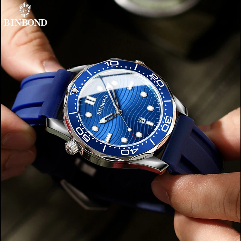 BINBOND Top Brand Casual Fashion Ultra-thin Sea Horse Series Quartz Mens Watches 30M Waterproof Luminous Sports Mens Watches 4