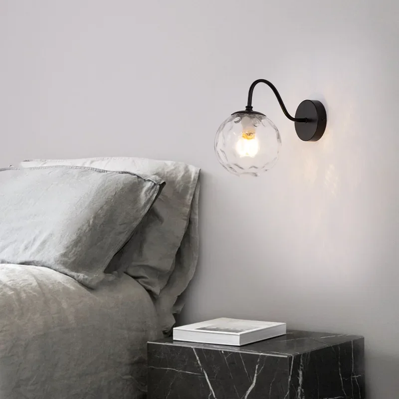 Modern LED Wall Lamp Glass Lampshade Ballight For Living Room Bedroom Bedside Corridor Aisle Home decor Gold Wall Sconce Fixture