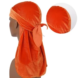 High Quality Supply New Seamless Velvet Long Tail Pirate Hat Long Ribbon Scarf Hat  Solid Headwear Pure Color Long Tail Headwear
