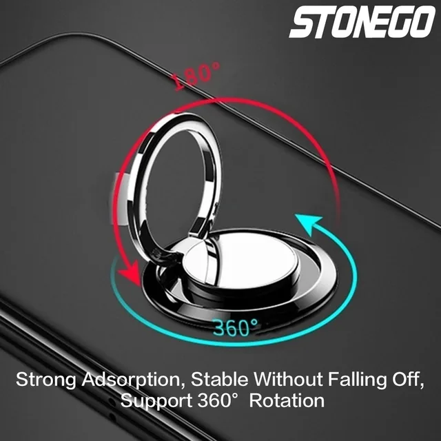 STONEGO 1PC/2PCS Supporto universale per anello per telefono cellulare in metallo Supporto per auto magnetico Presa per telefono Anello per staffa per auto Accessori per telefono 4
