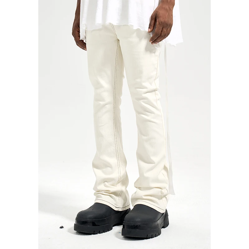 High Street Style Dark Street Slim Stretch men's Fashion Brand Micro Flared Jeans