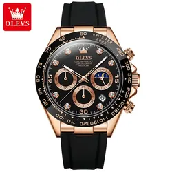 OLEVS Luxury Men's Waterproof Quartz Watch with Luminous Dial and Date Feature for No (Rose black)