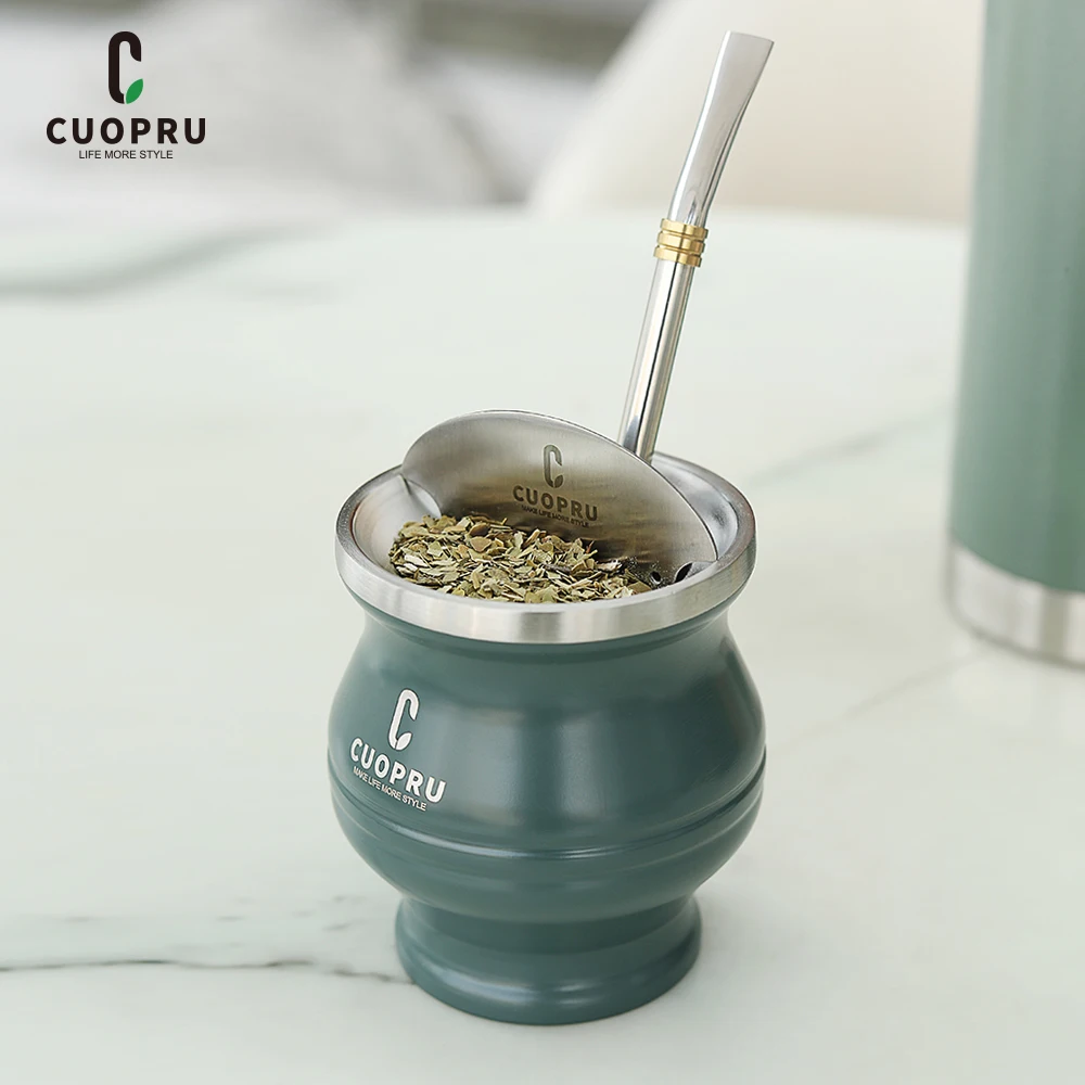 Yerba Mate Gourd Set Includes Double Walled Stainless Steel Tea Cup One Bombilla  Mate (Straw), Cleaning Bruch, Tea Separator - AliExpress