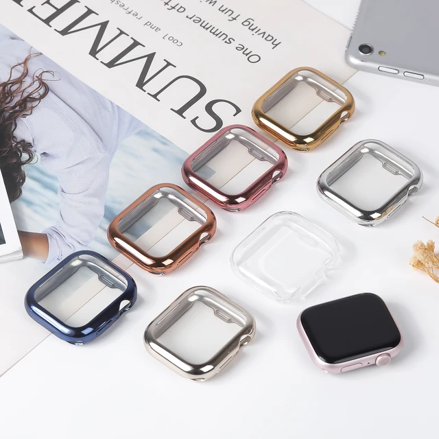 Coque pour Apple Watch 42/46mm (10), 45mm 41mm 38mm, protecteur d'écran en verre trempé + pare-chocs, iwatch série 9 8 SE 7 6 5 4 3 2 1 1