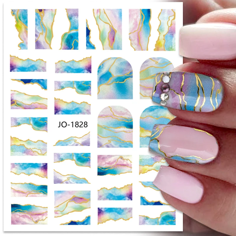 Colorful Bronzing Striped Nail Art Decals 3D Nail Stickers image 8