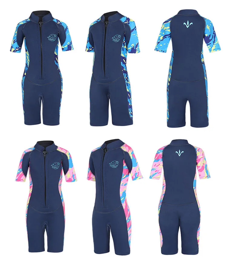 

Детский неопреновый гидрокостюм 2,5 мм, цельнокроеный гидрокостюм с коротким рукавом для молодых мальчиков и девочек, гидрокостюм для дайвинга, плавания, серфинга