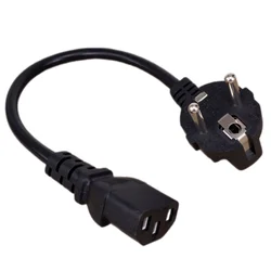 European Plug to IEC C13 Power Cord, 10A, 250V, Flexible 0.75mm Cable, 30cm/50cm Length - 30CM