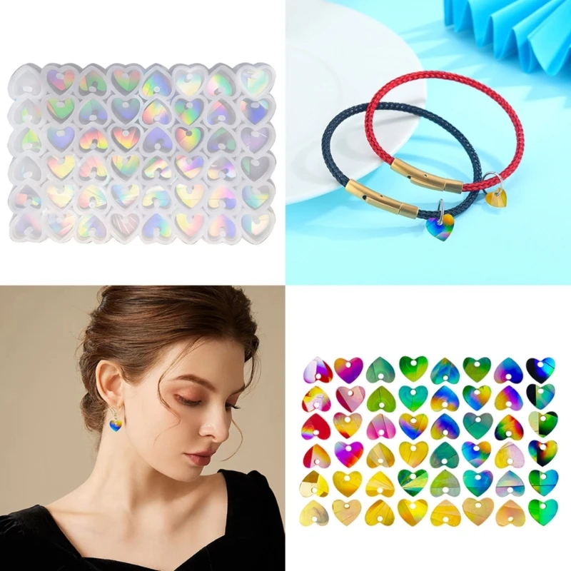 

Loves Shaped Keychain Pendant Silicone Molds Holographic Earrings Mold DIY Ornaments Light and Shadow Mould for Birthday Gift