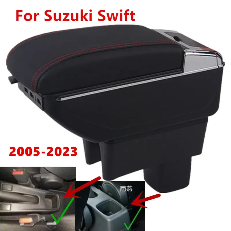 

NEW For Suzuki Swift Armrest box 2005-2023 Center Centre Console New Storage Box Large Space Dual Layer USB Charging