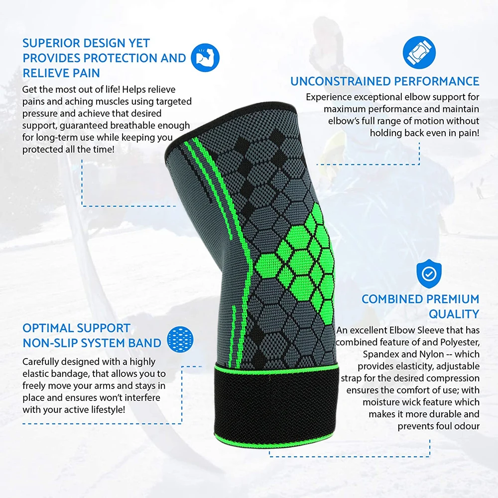 features of the elbow brace adjustable strap compression