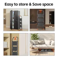 Step Ladder Foldable Folding Stool - for Home Adults Kitchen 3 Stepping Extension Tall Heavy Duty with Handrails - Closet Steps 6