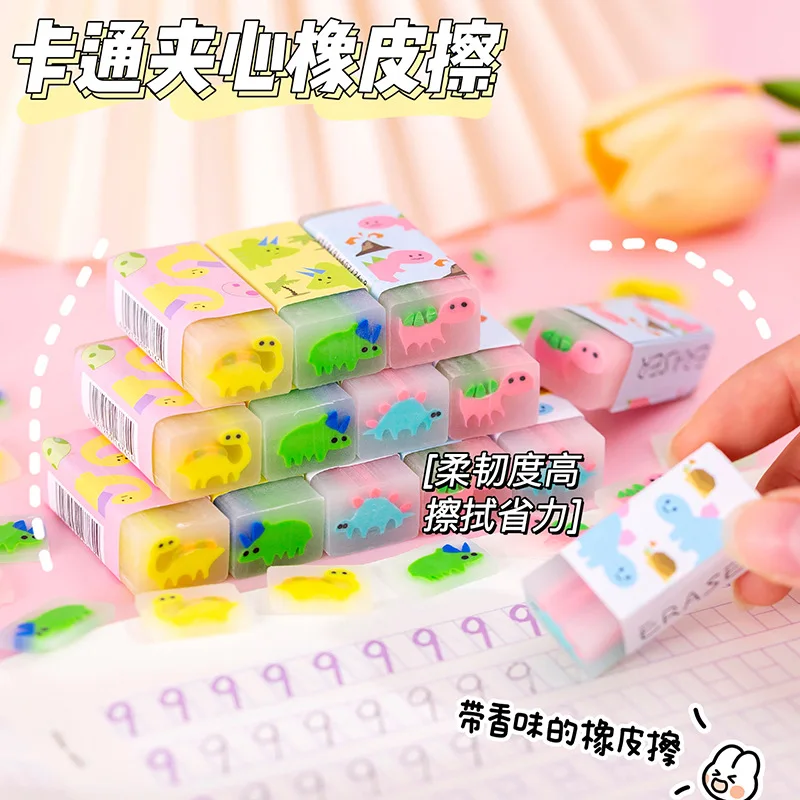 Translucent Fruit Eraser pencil eraser retractable eraser kneadable eraser biscuit eraser plasticine eraser with Fragrance Cute School Rubbers Lovely Animal Eraser Kawaii Stationery Cute Desk Accessories