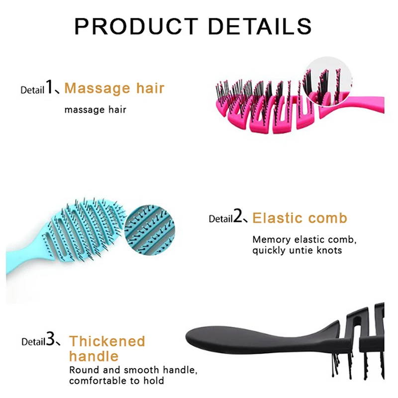 Description Picture 3 of itemRelaxing Elastic Massage Comb Portable Hair Brush Massage Brush Brushes Head Combs Scalp Hollow Massage Brush Anti-Static