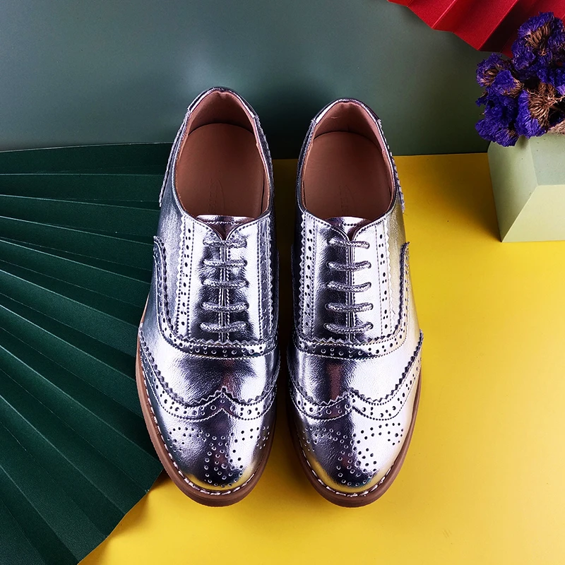 Women's Leather Summer Platform Sneakers Flat Casual Oxford Shoes Loafers Moccasins Spring Vintage for Woman Trend New