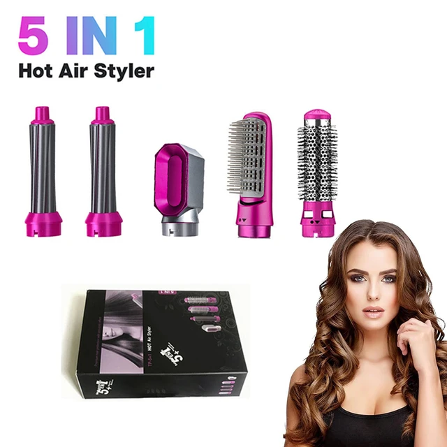 5 In 1 Electric Hair Dryer Brush Hot Air Styler Blow Negative Ions Dryer  Comb Hair Curler Straightening Curling Styling Tool - AliExpress