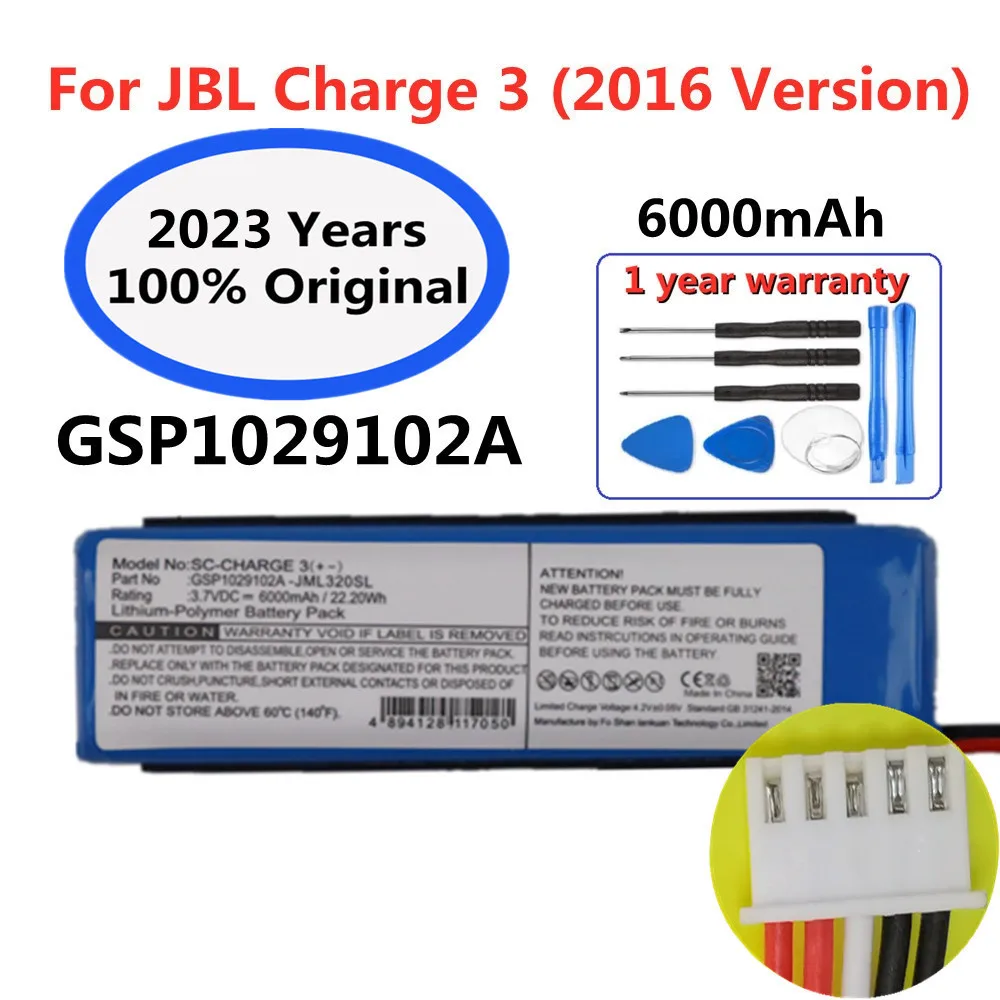 

6000mAh New Original Speaker Replacement Battery For JBL Charge 3 2016 Version GSP1029102A Player Loudspeaker Batteries Bateria